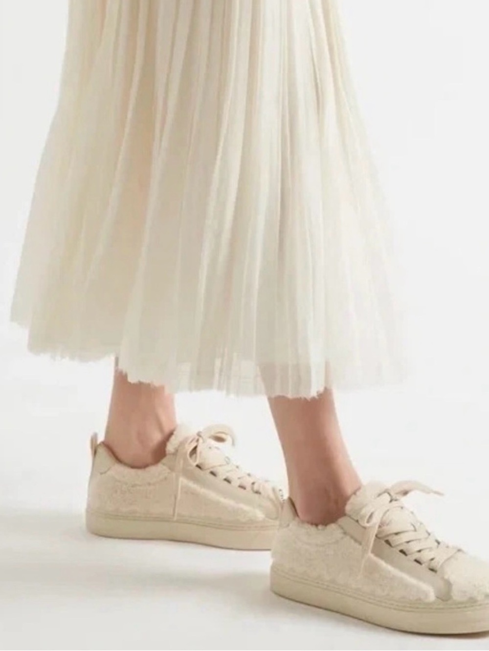 Chloé Lauren Shearling Low-Top Sneakers | 36
